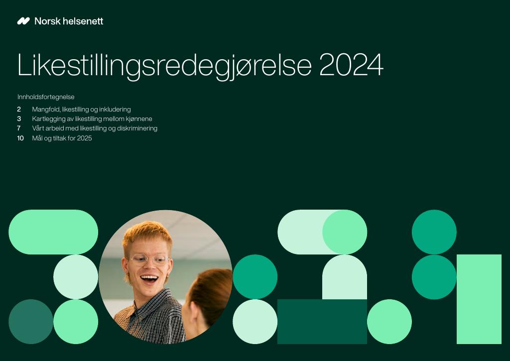 Forsiden av dokumentet Likestillingsredegjørelse Norsk helsenett 2024