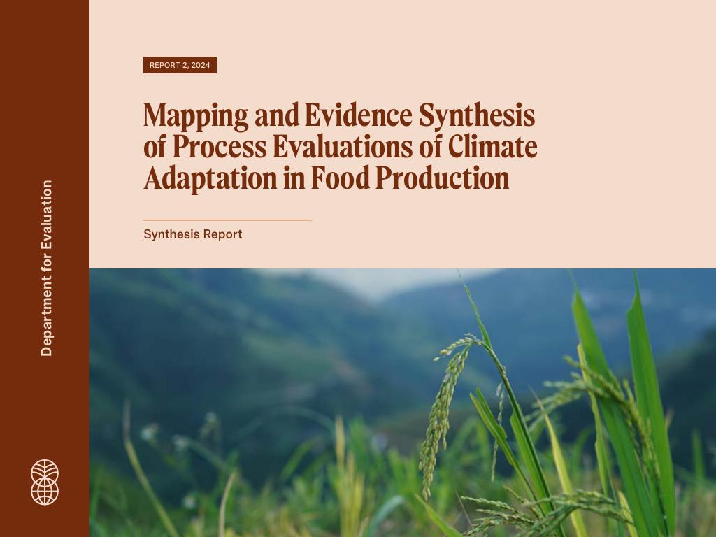 Forsiden av dokumentet Mapping and Evidence Synthesis of Process Evaluations of Climate Adaptation in Food Production - Synthesis Report