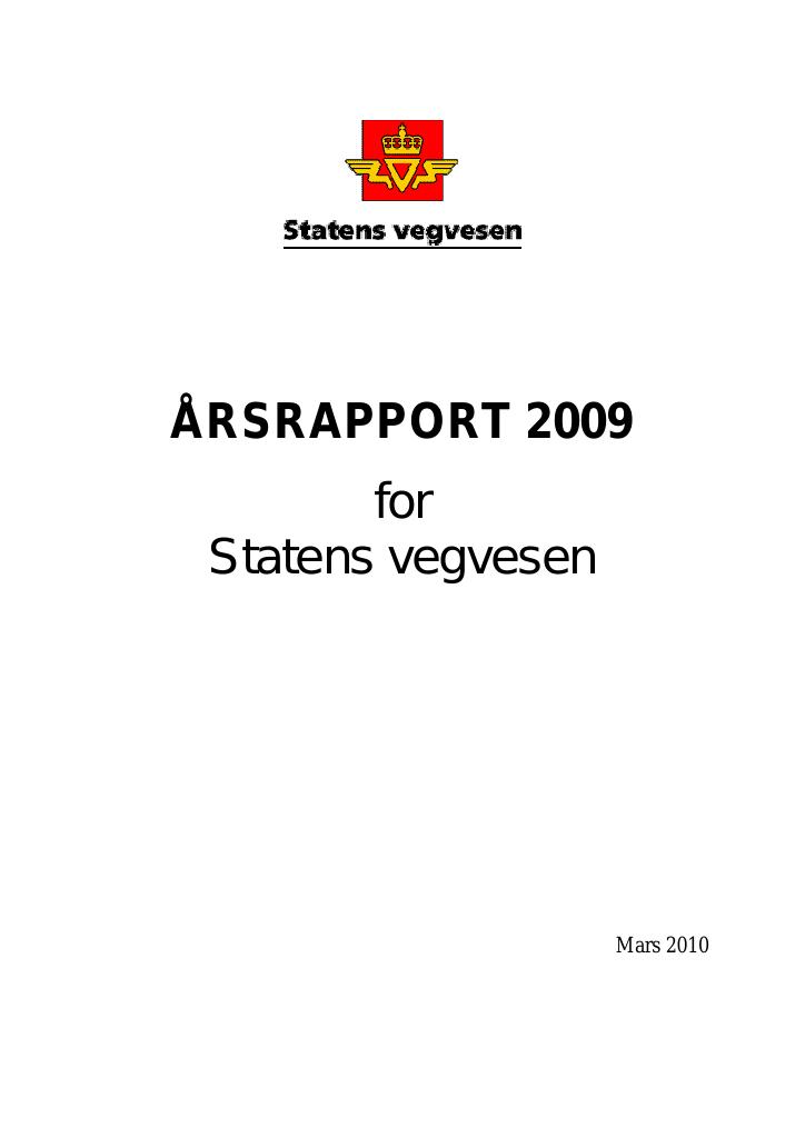 Forsiden av dokumentet Årsrapport Statens vegvesen 2009