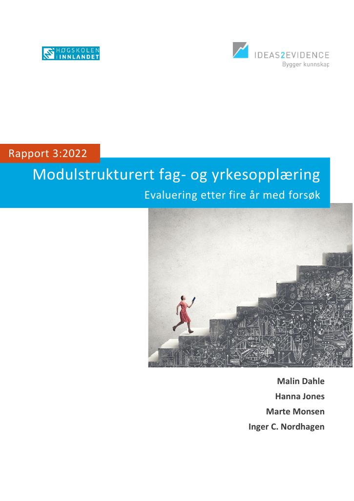 Forsiden av dokumentet Modulstrukturert fag- og yrkesopplæring. Evaluering etter fire år med forsøk