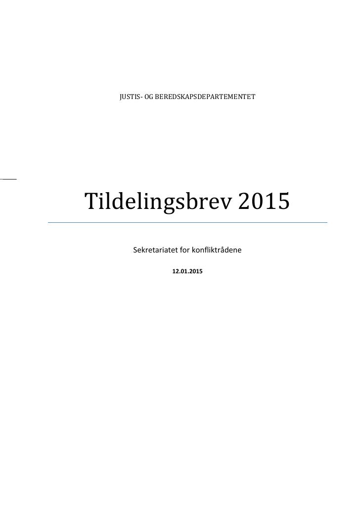 Forsiden av dokumentet Tildelingsbrev (PDF)