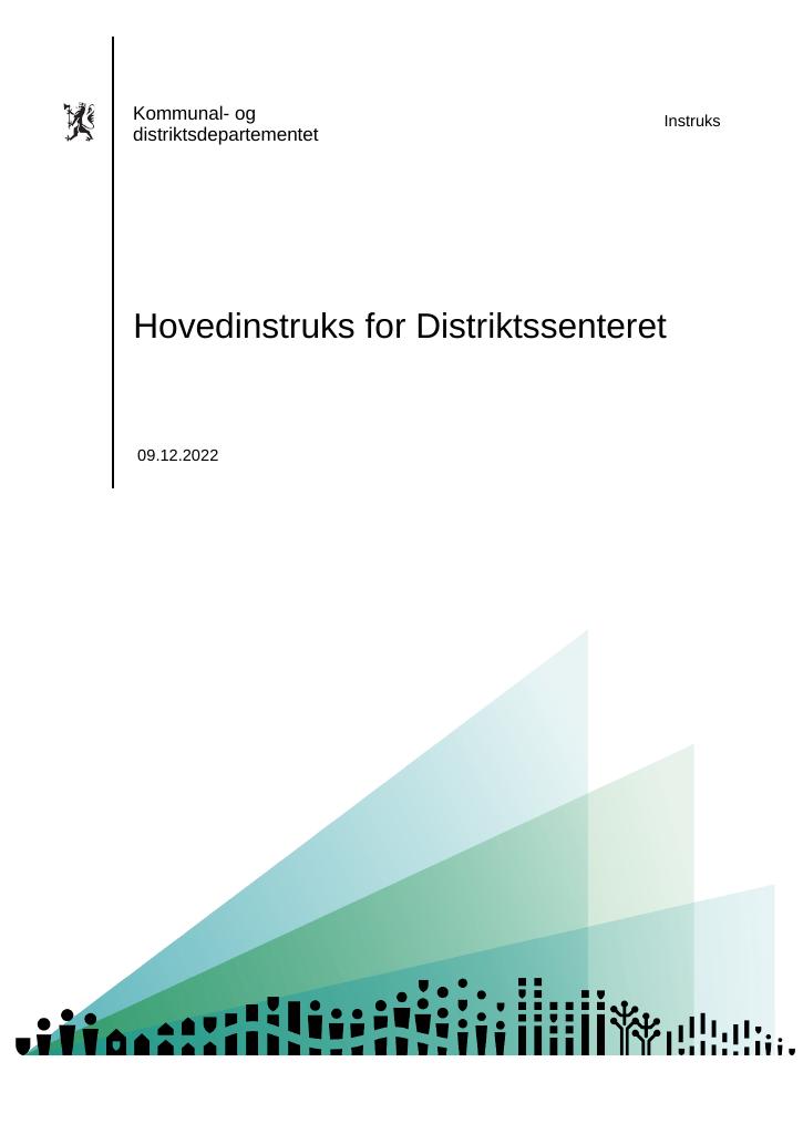 Forsiden av dokumentet Hovedinstruks Distriktssenteret 2023