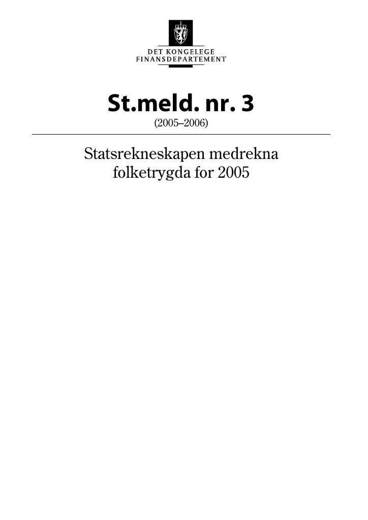 Forsiden av dokumentet St.meld. nr. 3 (2005-2006)