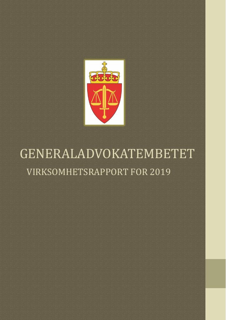 Forsiden av dokumentet Virksomhetsrapport for 2019