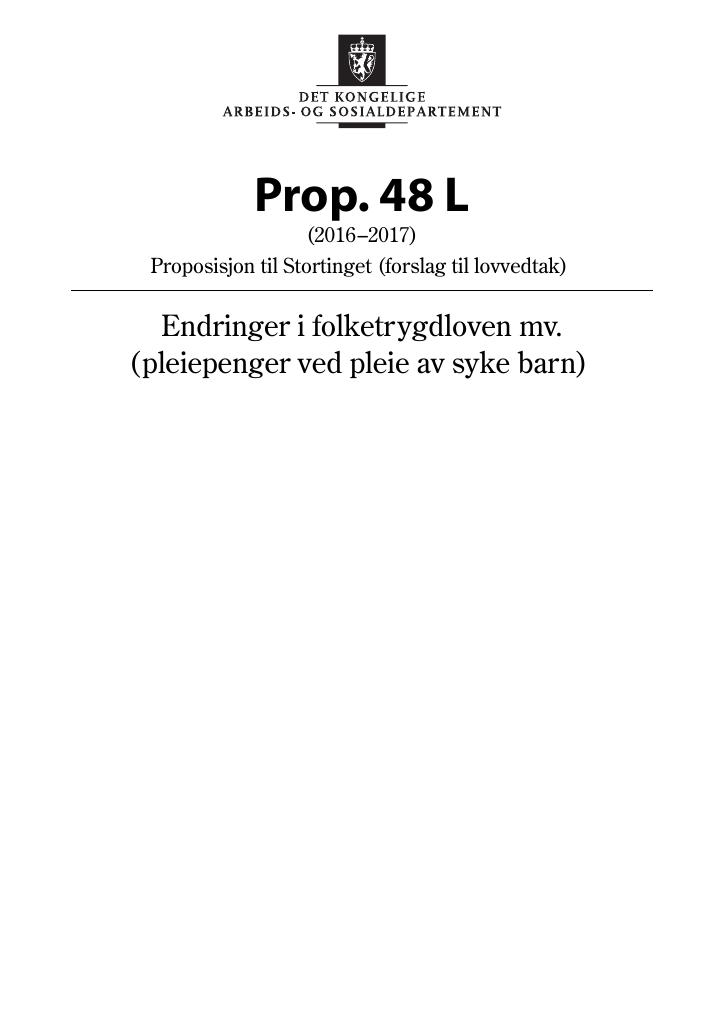 Forsiden av dokumentet Prop. 48 L (2016–2017)