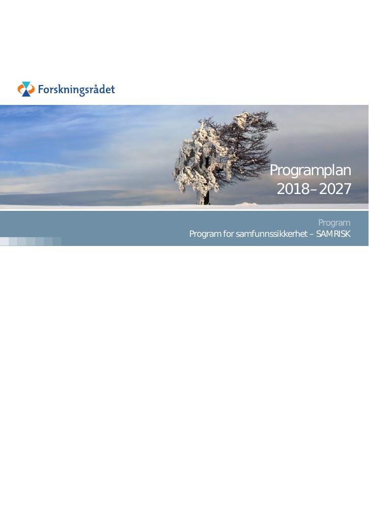 Forsiden av dokumentet Programplan - SAMRISK 2018–2027