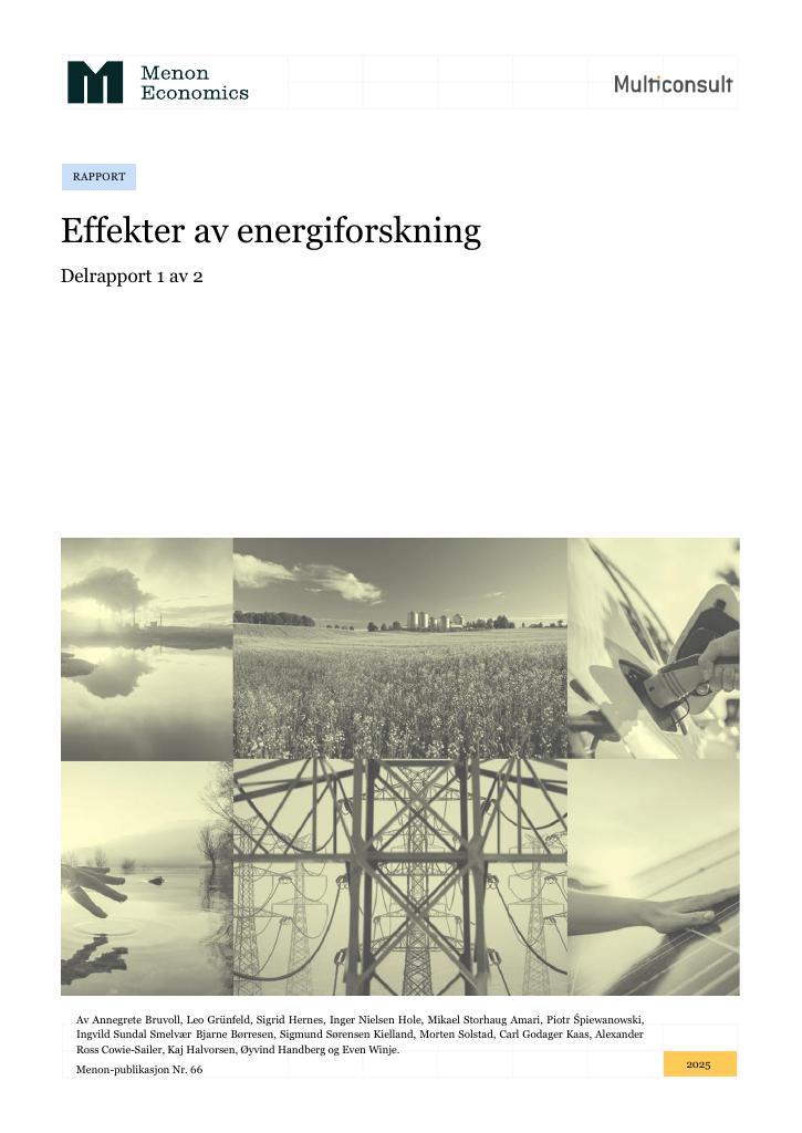 Forsiden av dokumentet Effekter av energiforskning