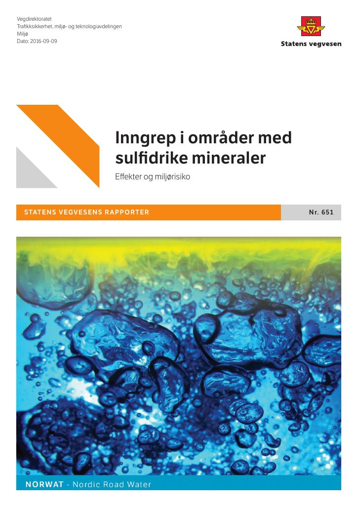 Forsiden av dokumentet Effekter og miljørisiko knyttet til inngrep i områder med sulfidrike mineraler