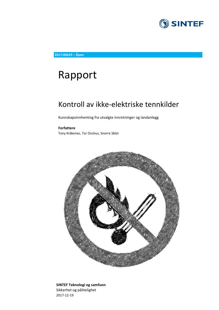 Forsiden av dokumentet Kontroll av ikke‐elektriske tennkilder