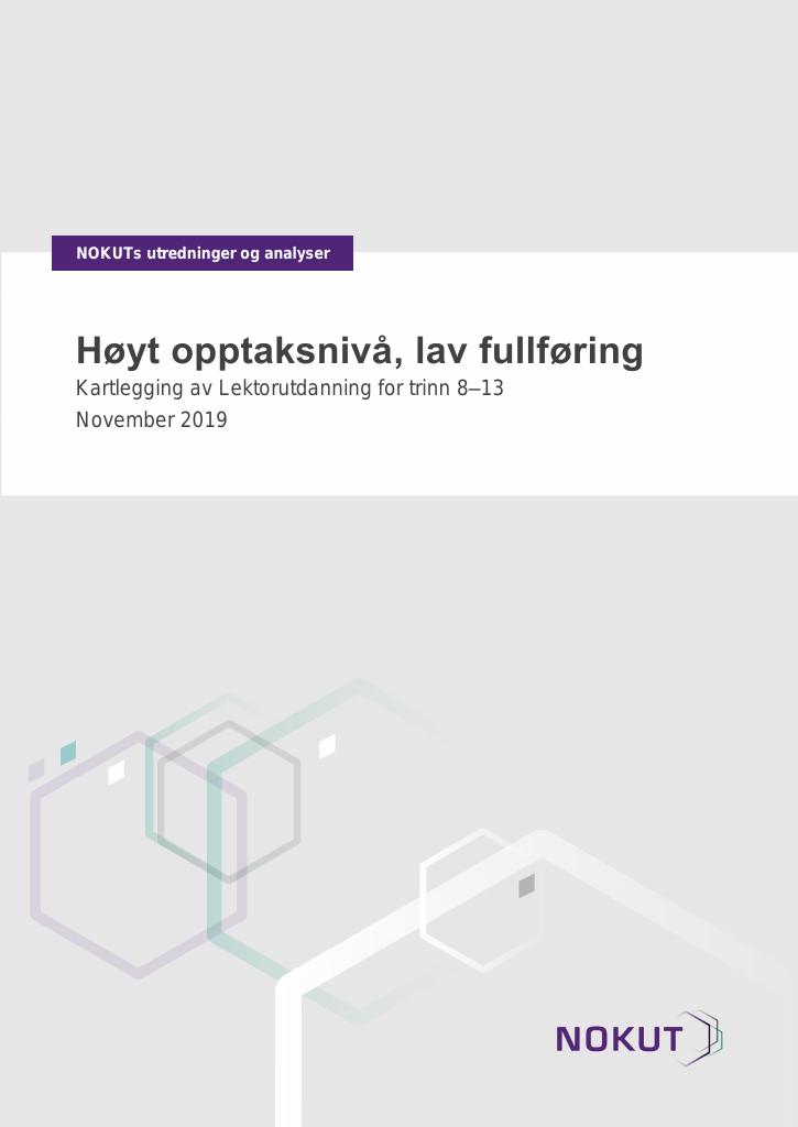 Forsiden av dokumentet Høyt opptaksnivå, lav fullføring