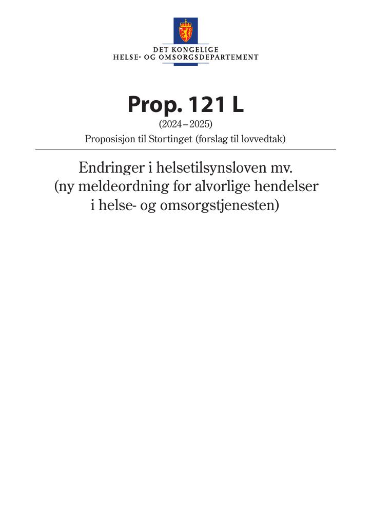 Forsiden av dokumentet Prop. 121 L (2024–2025)