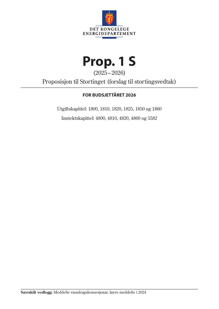 Forsiden av dokumentet Prop. 1 S (2025–2026)