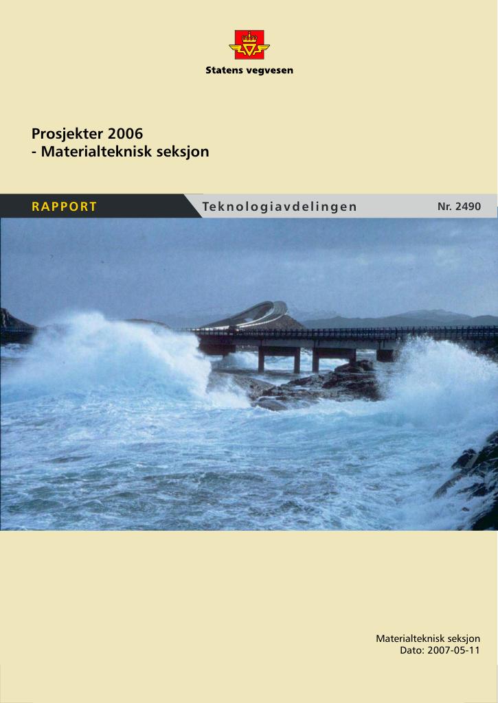 Forsiden av dokumentet Prosjekter 2006 - Materialteknisk seksjon