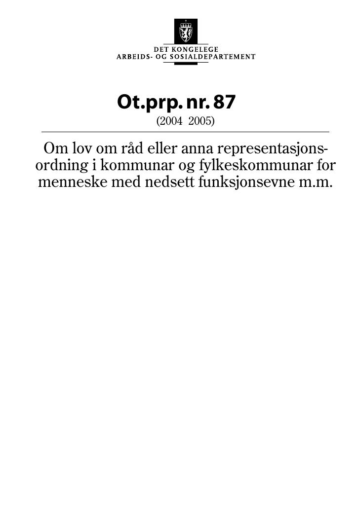 Forsiden av dokumentet Ot.prp. nr. 87 (2005)