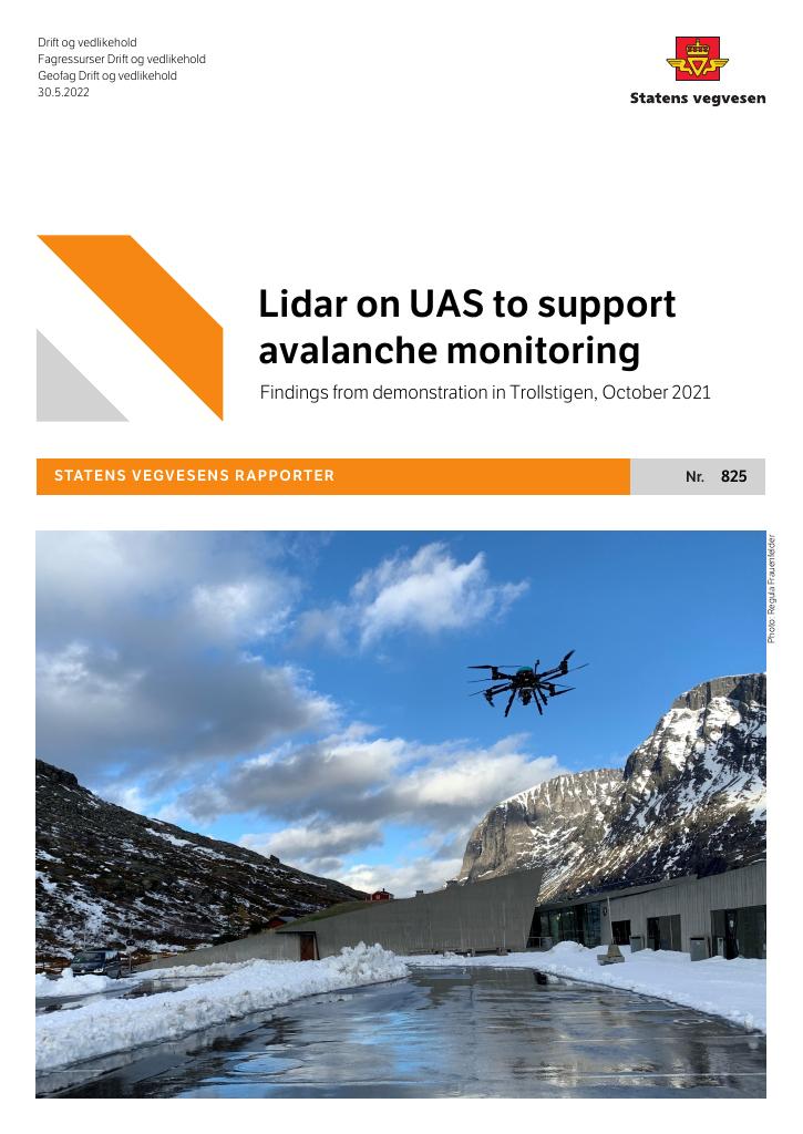 Forsiden av dokumentet Lidar on UAS to support avalanche monitoring