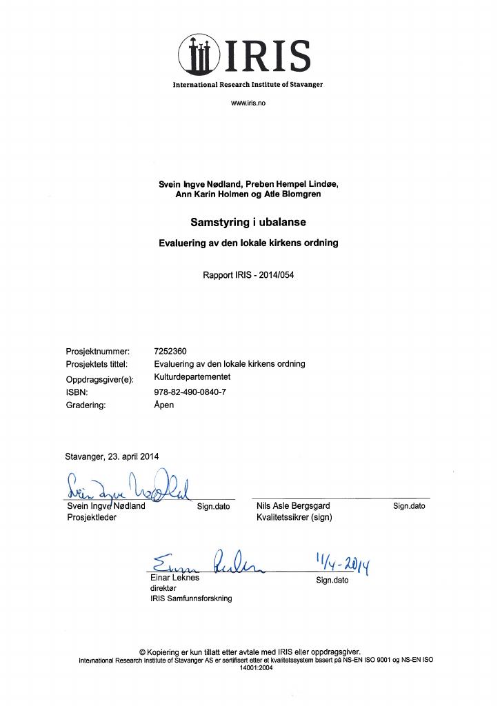 Forsiden av dokumentet Samstyring i ubalanse.