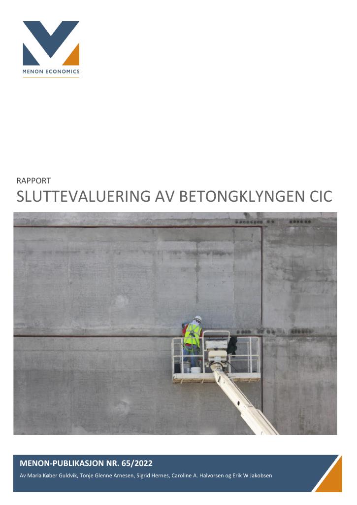 Forsiden av dokumentet Sluttevaluering av betongklyngen cic