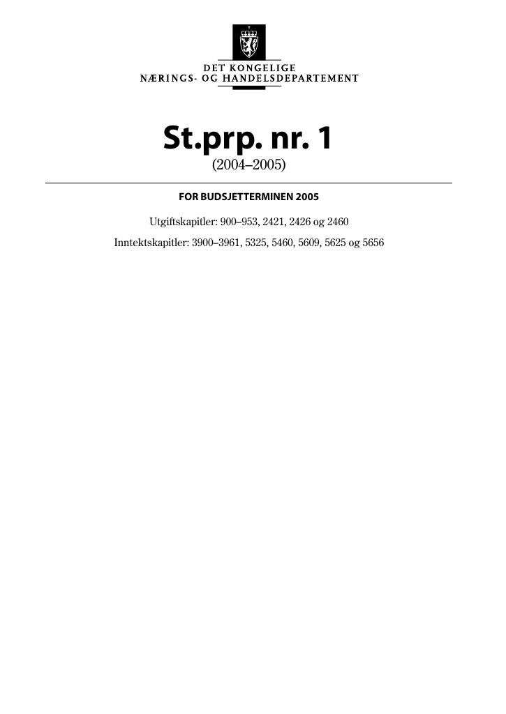 Forsiden av dokumentet St.prp. nr. 1 (2004-2005)