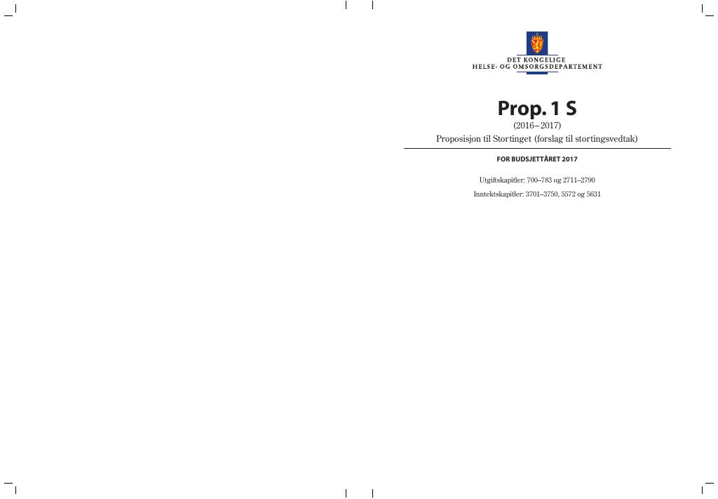 Forsiden av dokumentet Prop. 1 S HOD (2016–2017)