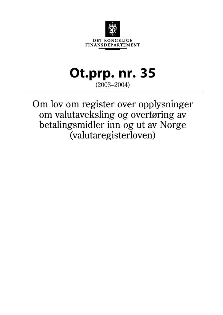 Forsiden av dokumentet Ot.prp. nr. 35 (2003-2004)