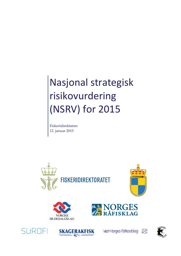 Forsiden av dokumentet Nasjonal strategisk risikovurdering (NSRV) for 2015