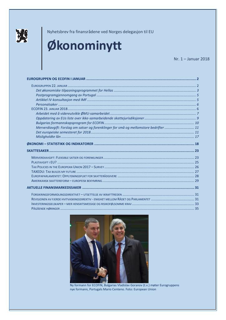 Forsiden av dokumentet Økonominytt 1/18