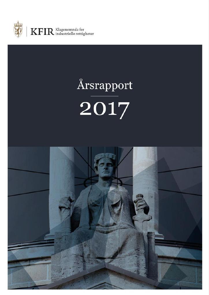 Forsiden av dokumentet Årsrapport Klagenemnda for industrielle rettigheter 2017