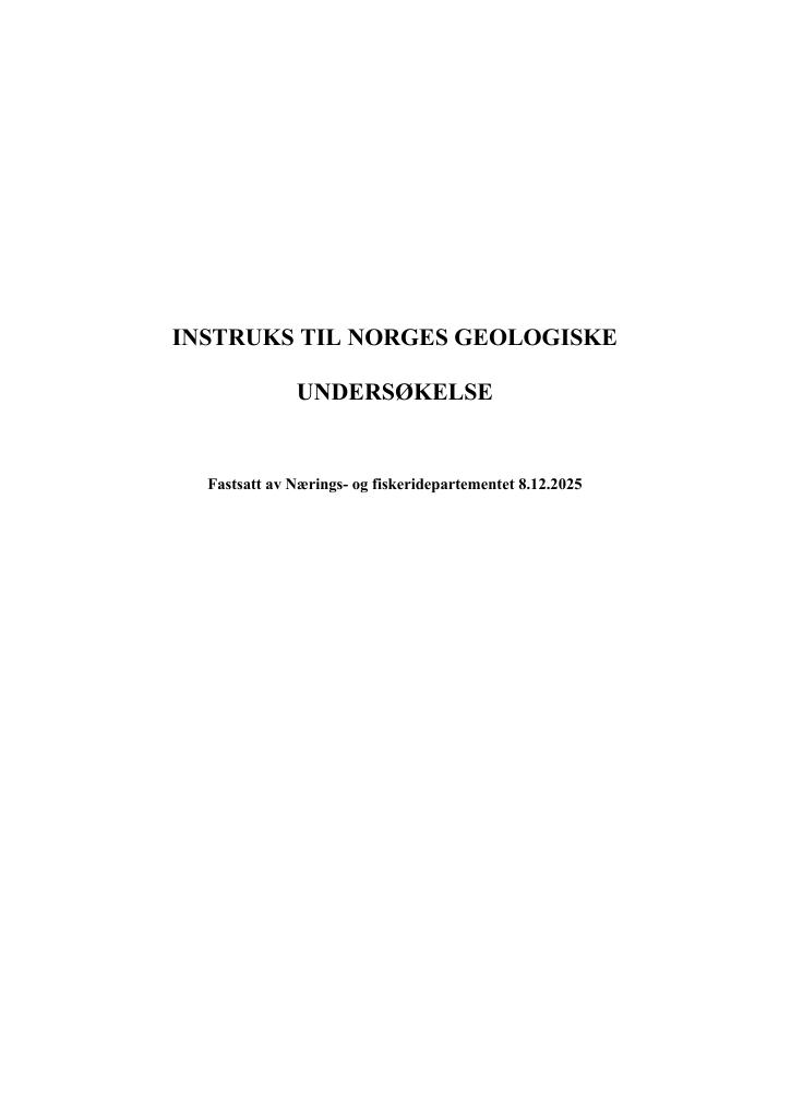 Forsiden av dokumentet Instruks for Norges geologiske undersøkelse
