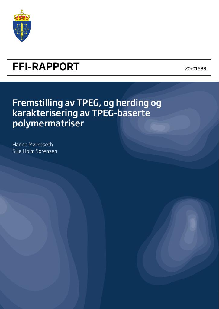 Forsiden av dokumentet Fremstilling av TPEG, og herding og karakterisering av TPEG-baserte polymermatriser