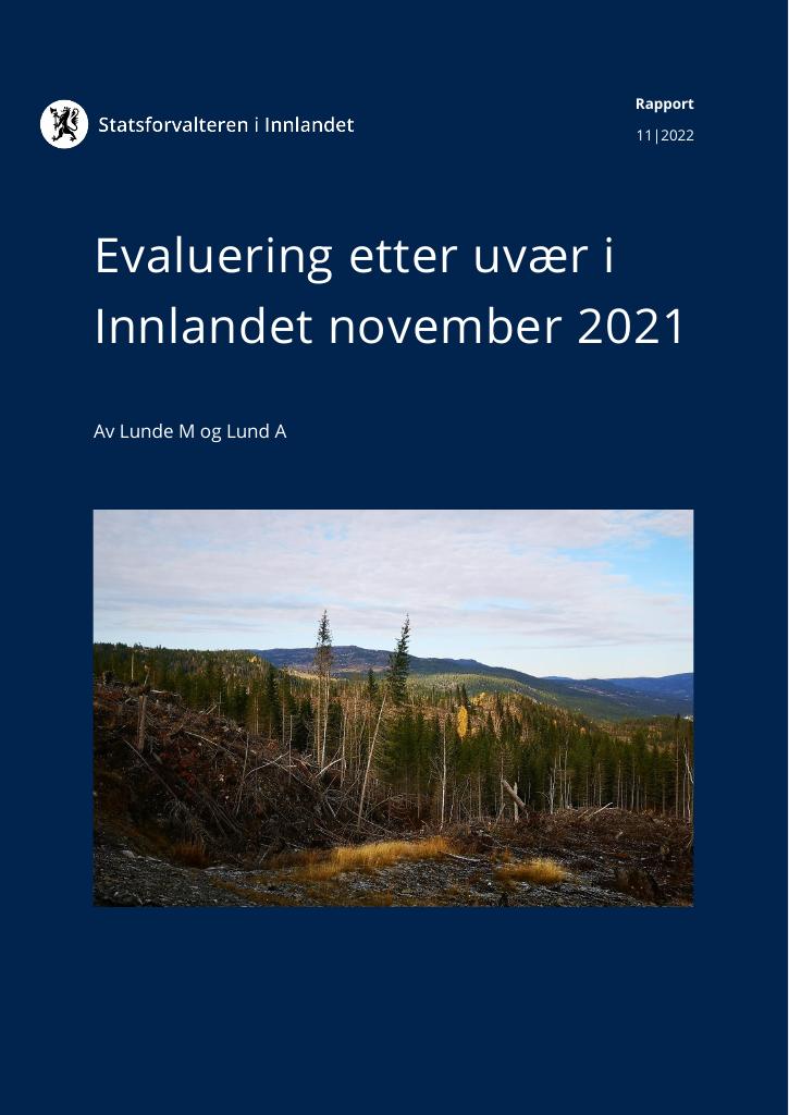 Forsiden av dokumentet Evaluering etter uvær i Innlandet november 2022