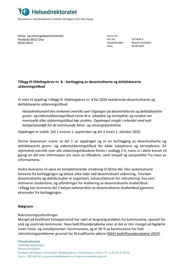 Forsiden av dokumentet supplerende 8 (PDF)