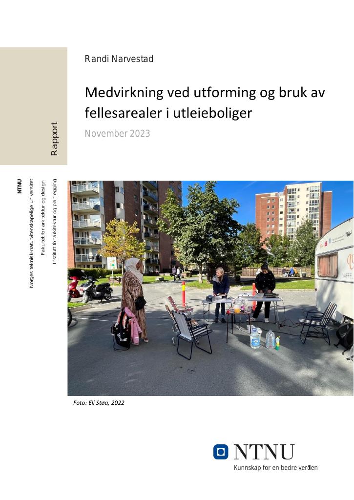 Forsiden av dokumentet Medvirkning ved utforming og bruk av fellesarealer i utleieboliger (2023)