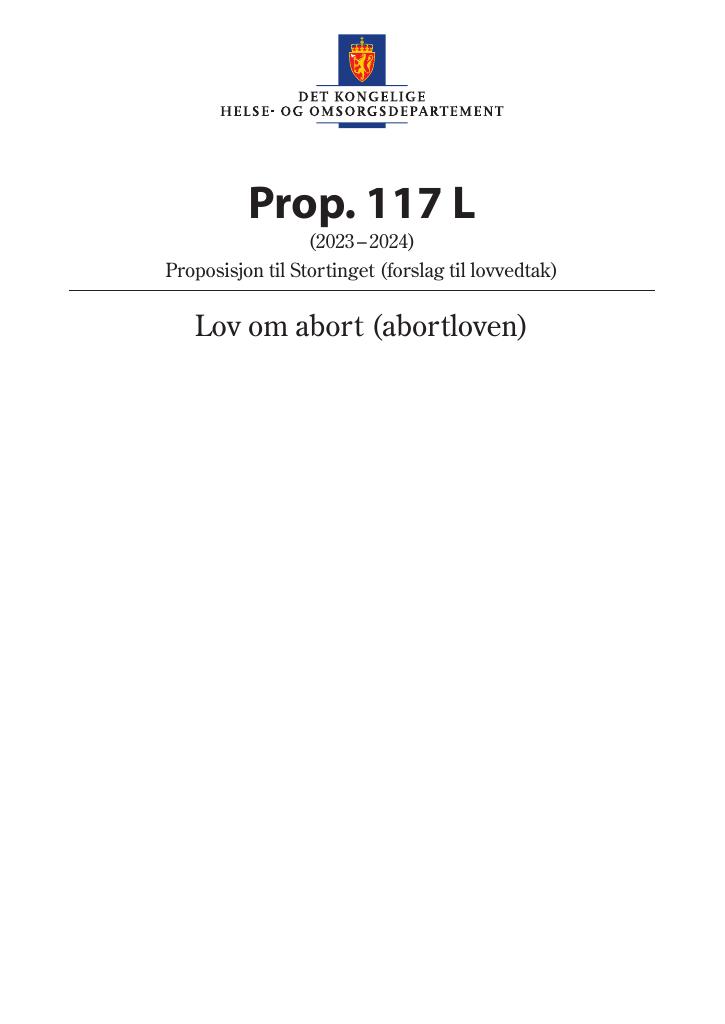 Forsiden av dokumentet Prop. 117 L (2023–2024)