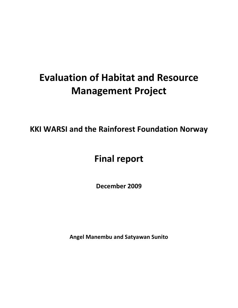 Forsiden av dokumentet Evaluation of Habitat and Resource Management Project