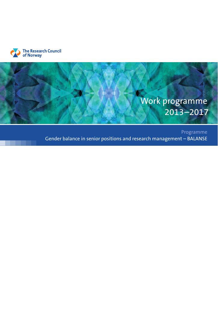 Forsiden av dokumentet Work programme 2013-2017