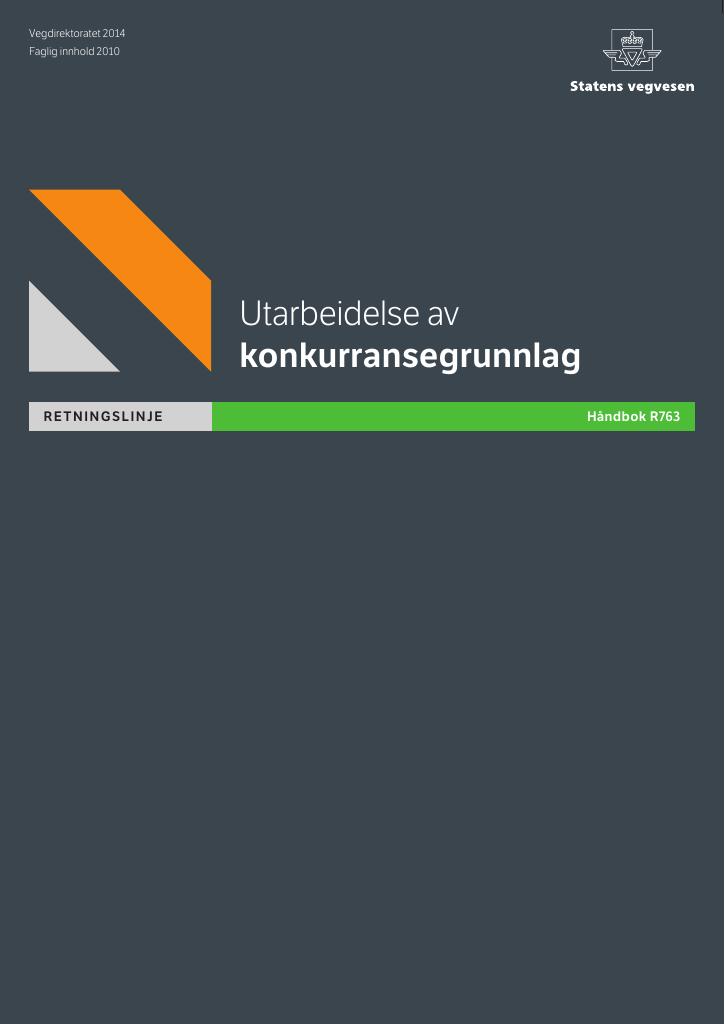 Forsiden av dokumentet Utarbeidelse av konkurransegrunnlag [Håndbok R763]