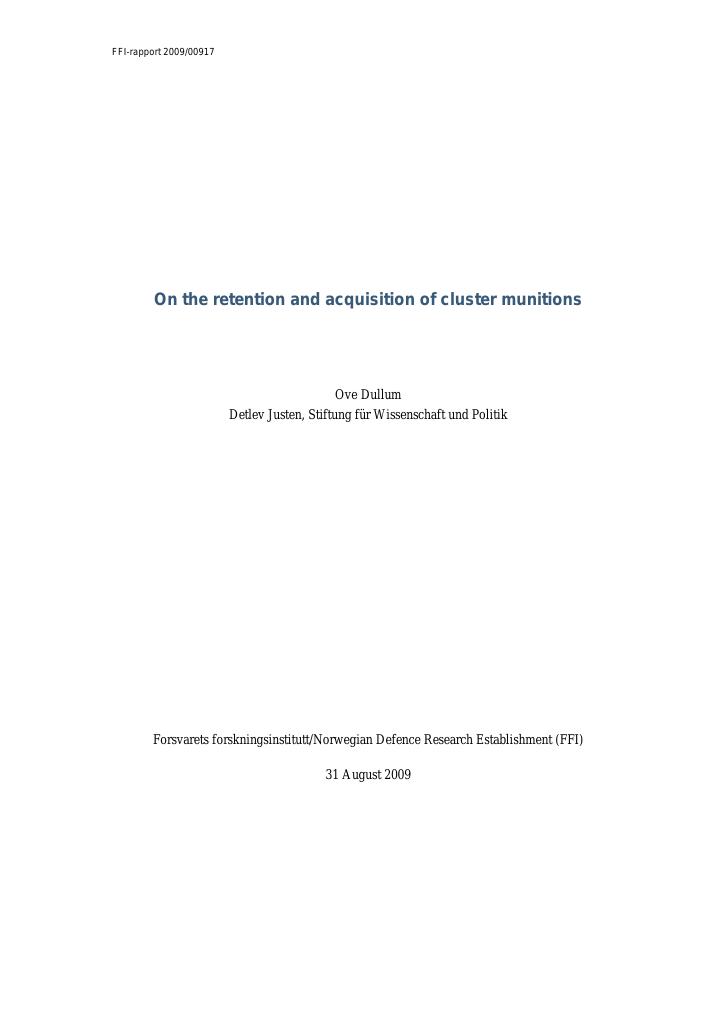 Forsiden av dokumentet On the retention and acquisition of cluster munitions