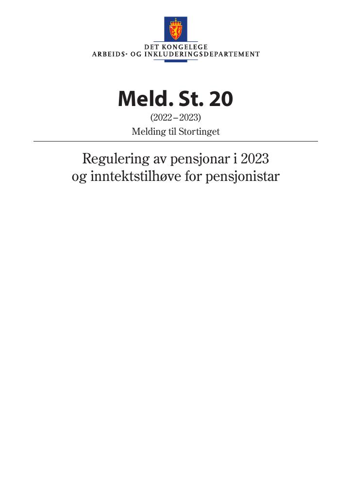 Forsiden av dokumentet Meld. St. 20 (2022–2023)