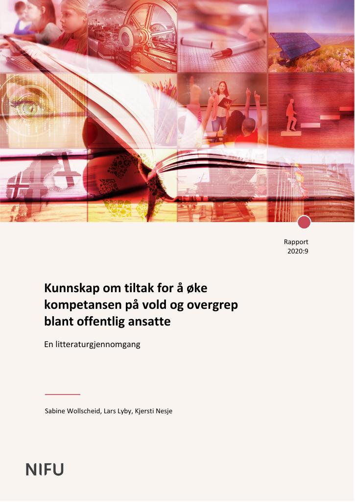 Forsiden av dokumentet Kunnskap om tiltak for å øke kompetansen på vold og overgrep blant offentlig ansatte. En litteraturgjennomgang