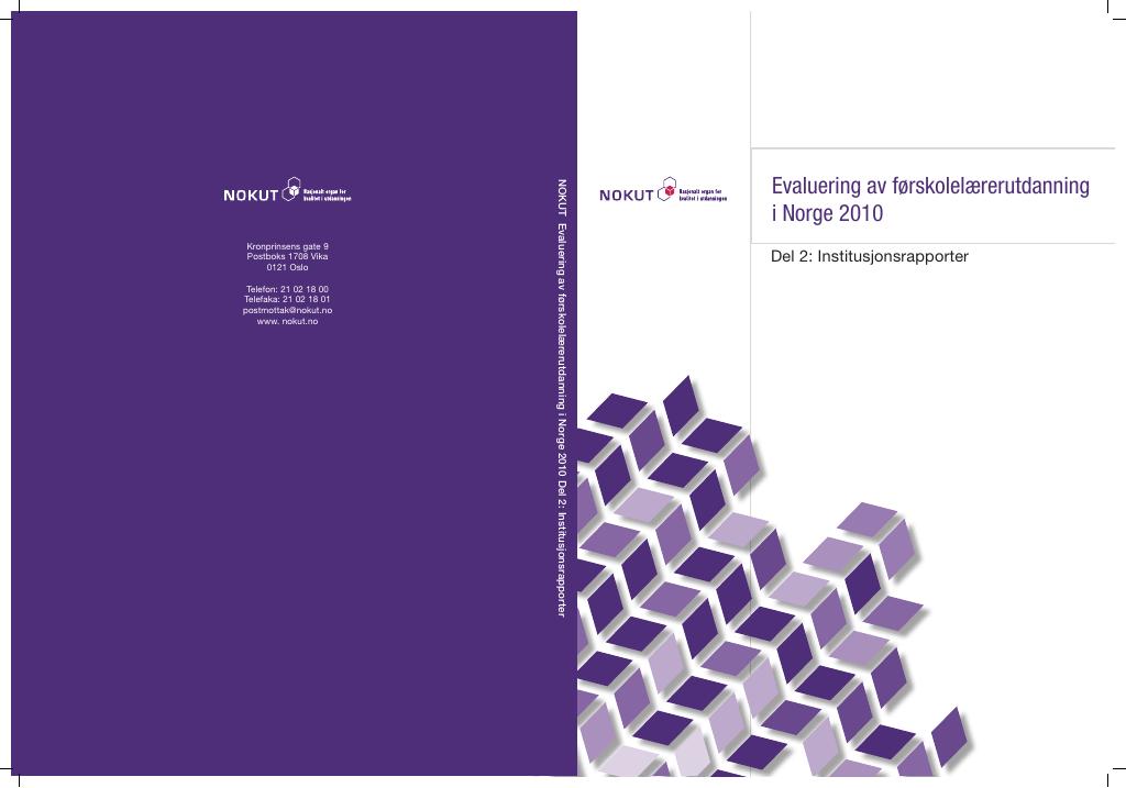 Forsiden av dokumentet Evaluering av førskolelærerutdanning i Norge 2010