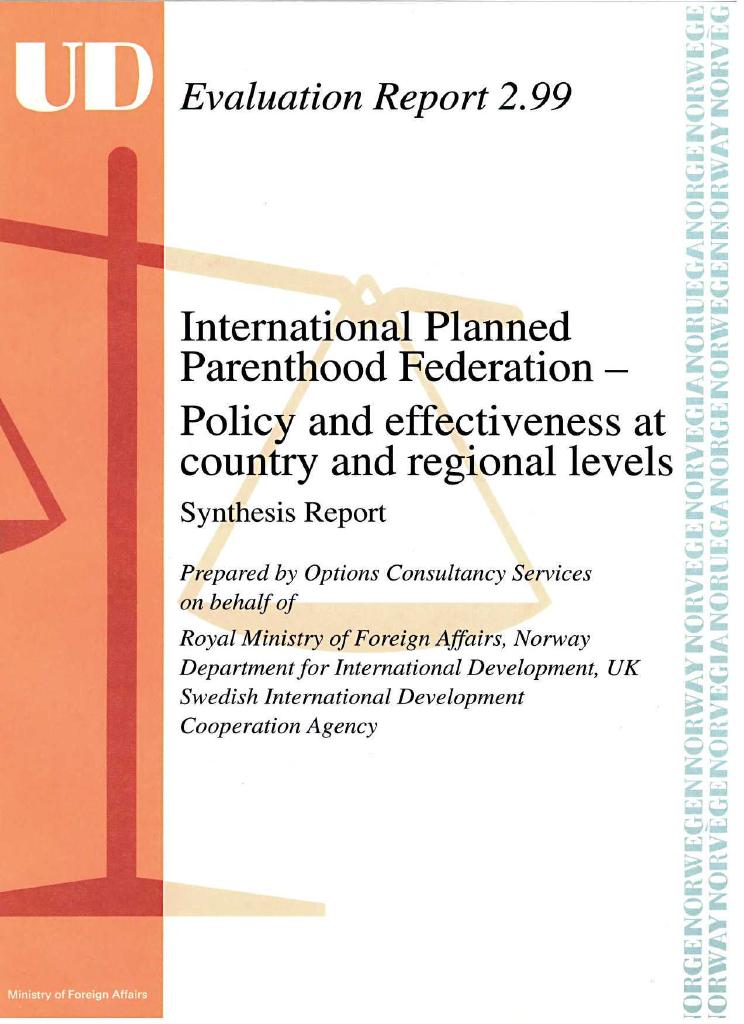 Forsiden av dokumentet International Planned Parenthood Federation - Policy and Effectiveness at Country and Regional Levels