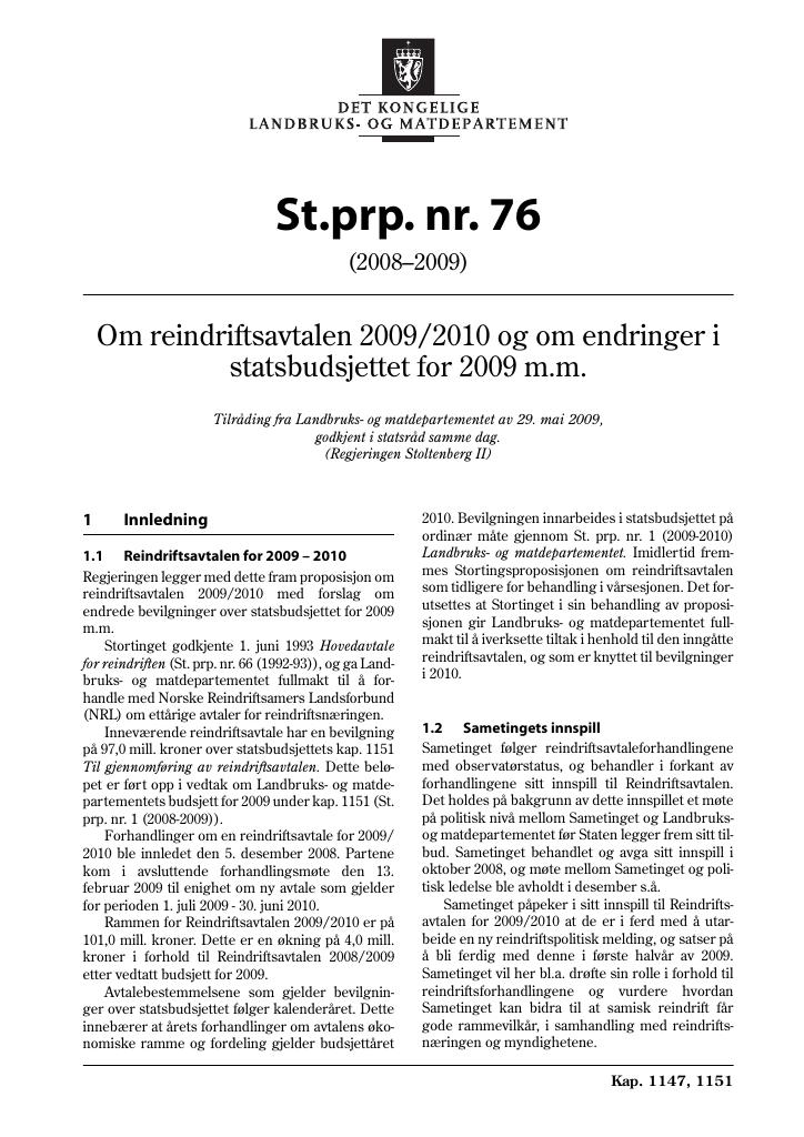 Forsiden av dokumentet St.prp. nr. 76 (2008-2009)