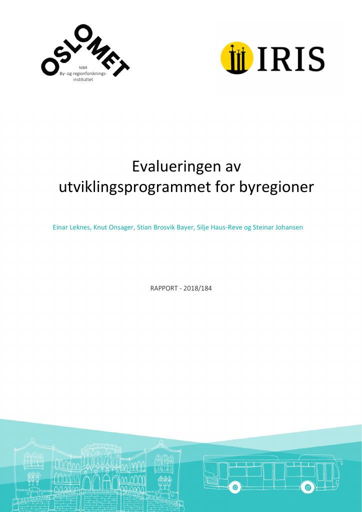 Forsiden av dokumentet Evalueringen av utviklingsprogrammet for byregioner