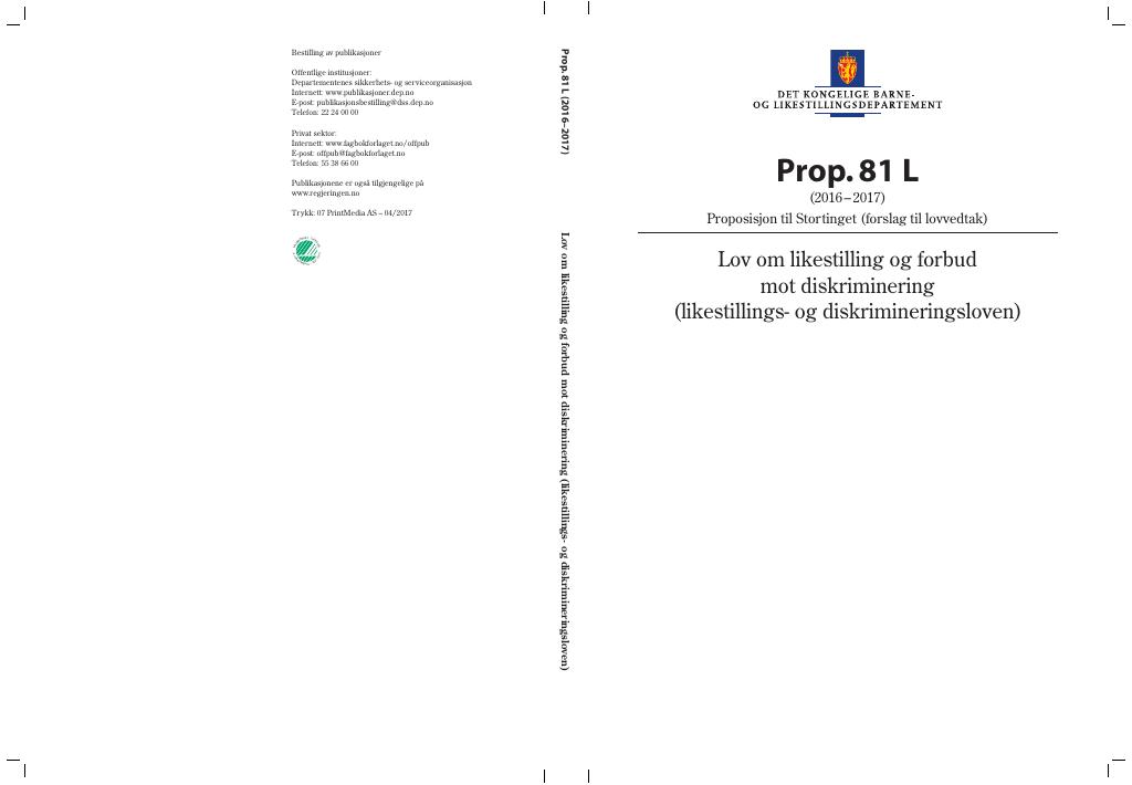 Forsiden av dokumentet Prop. 81 L (2016–2017)