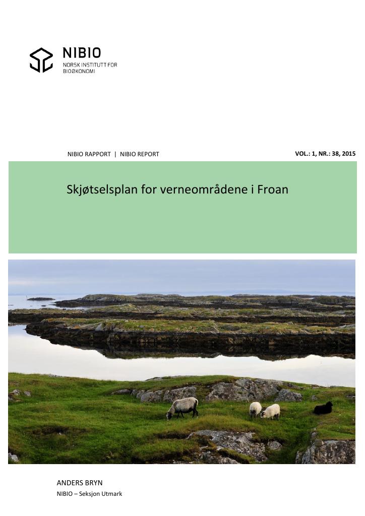 Forsiden av dokumentet Skjøtselsplan for verneområdene i Froan