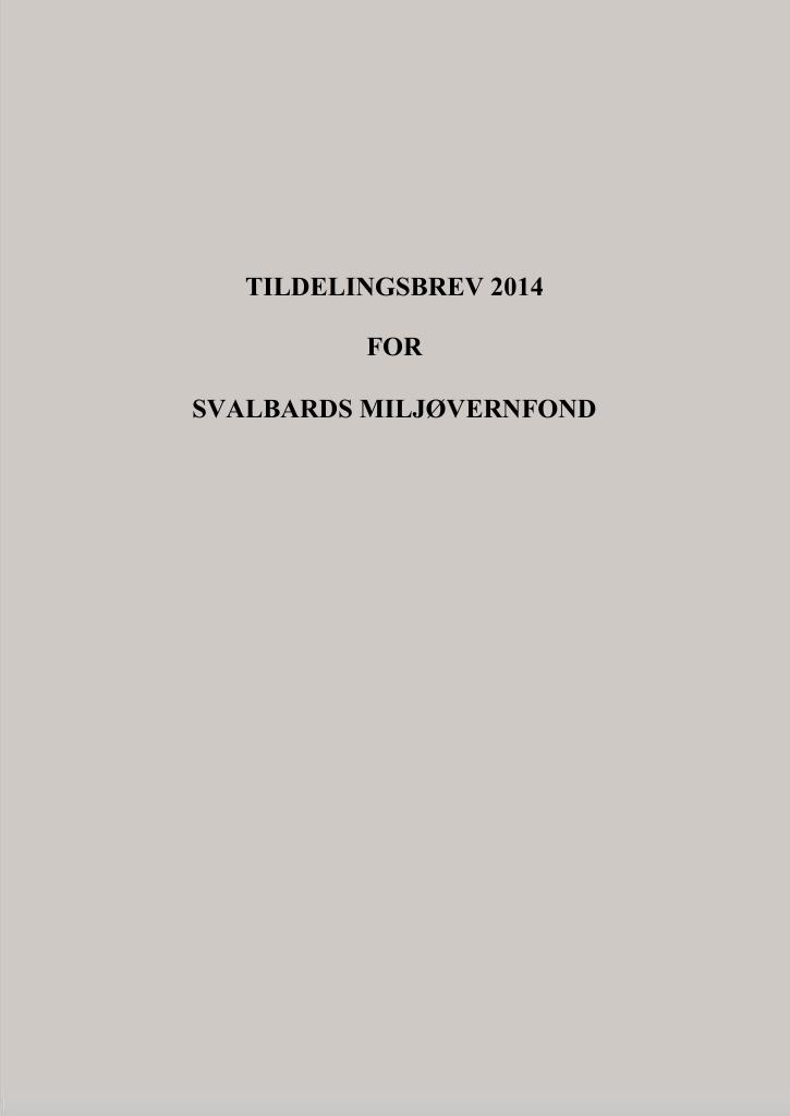 Forsiden av dokumentet Tildelingsbrev