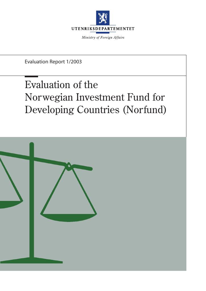 Forsiden av dokumentet Evaluation of the Norwegian Investment Fund for Developing Countries (Norfund)