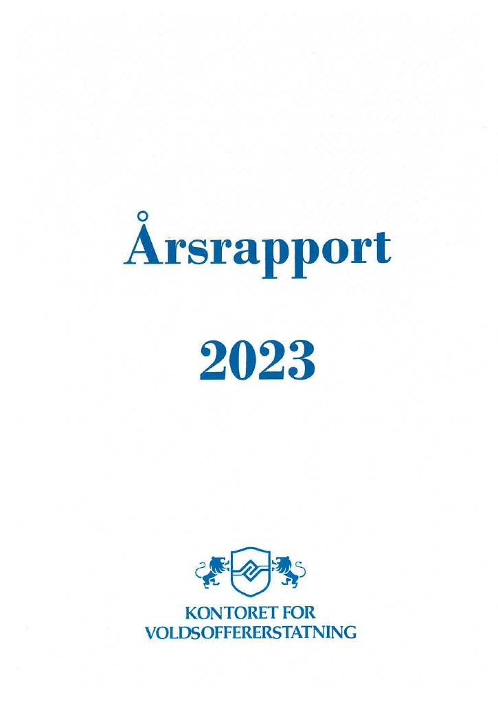 Forsiden av dokumentet Årsrapport Kontoret for voldsoffererstatning 2023