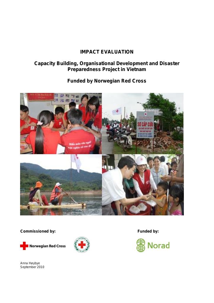 Forsiden av dokumentet Impact Evaluation: Capacity Building, Organizational Development and Disaster Preparedness Project in Vietnam