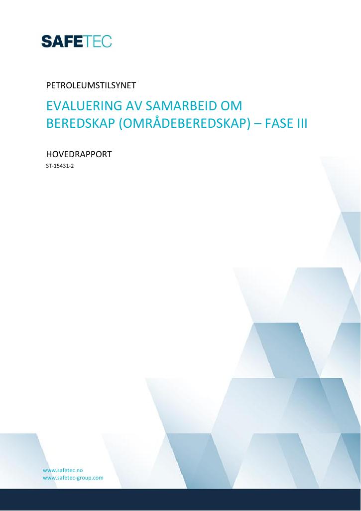 Forsiden av dokumentet Evaluering av samarbeid om beredskap (områdeberedskap) - Fase III